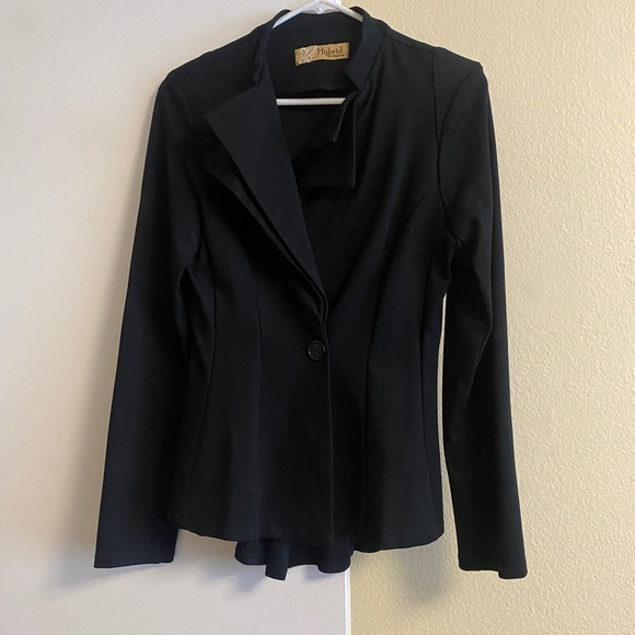NWOT Hybrid Women's Double Notch Lapel Shoulder Pad Single Button Peplum Blazer - Picture 5 of 9